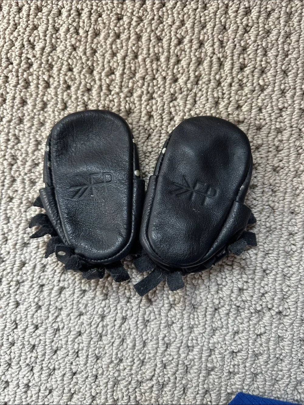 Freshly Picked Black Moccasins with Muted Gold Polka Dots
